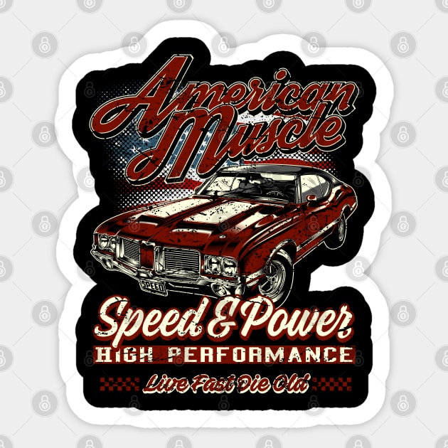 American Muscle Car Speed and Power II Sticker by RockabillyM